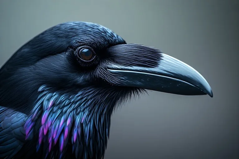 Raven vs Crow: Common Raven with massive beak and shaggy throat feathers